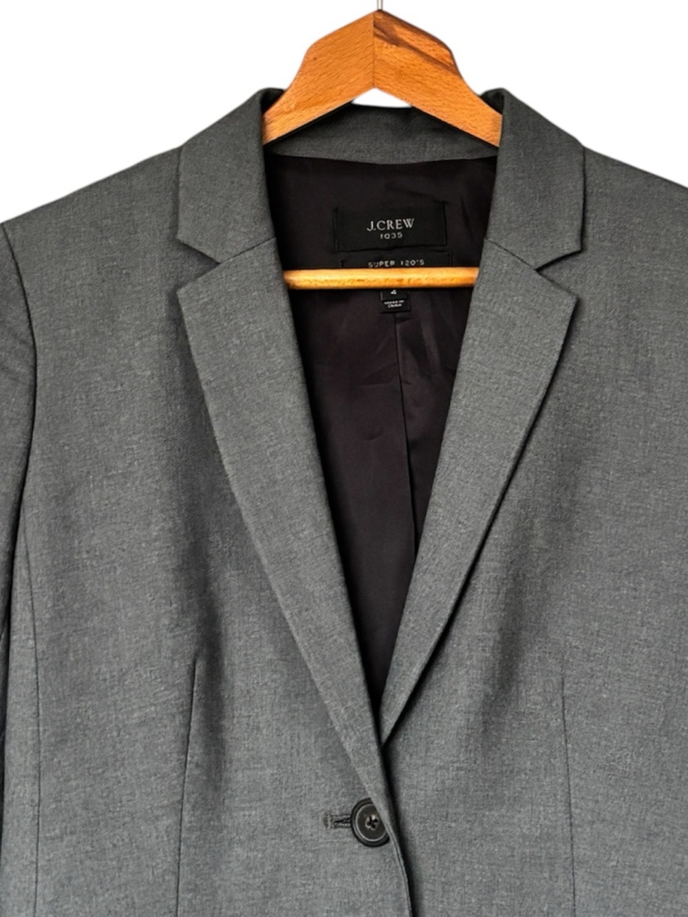 J.Crew 1035 Tailored Blazer in Super 120s Wool -  Gray - Size 4 - Picture 6 of 10